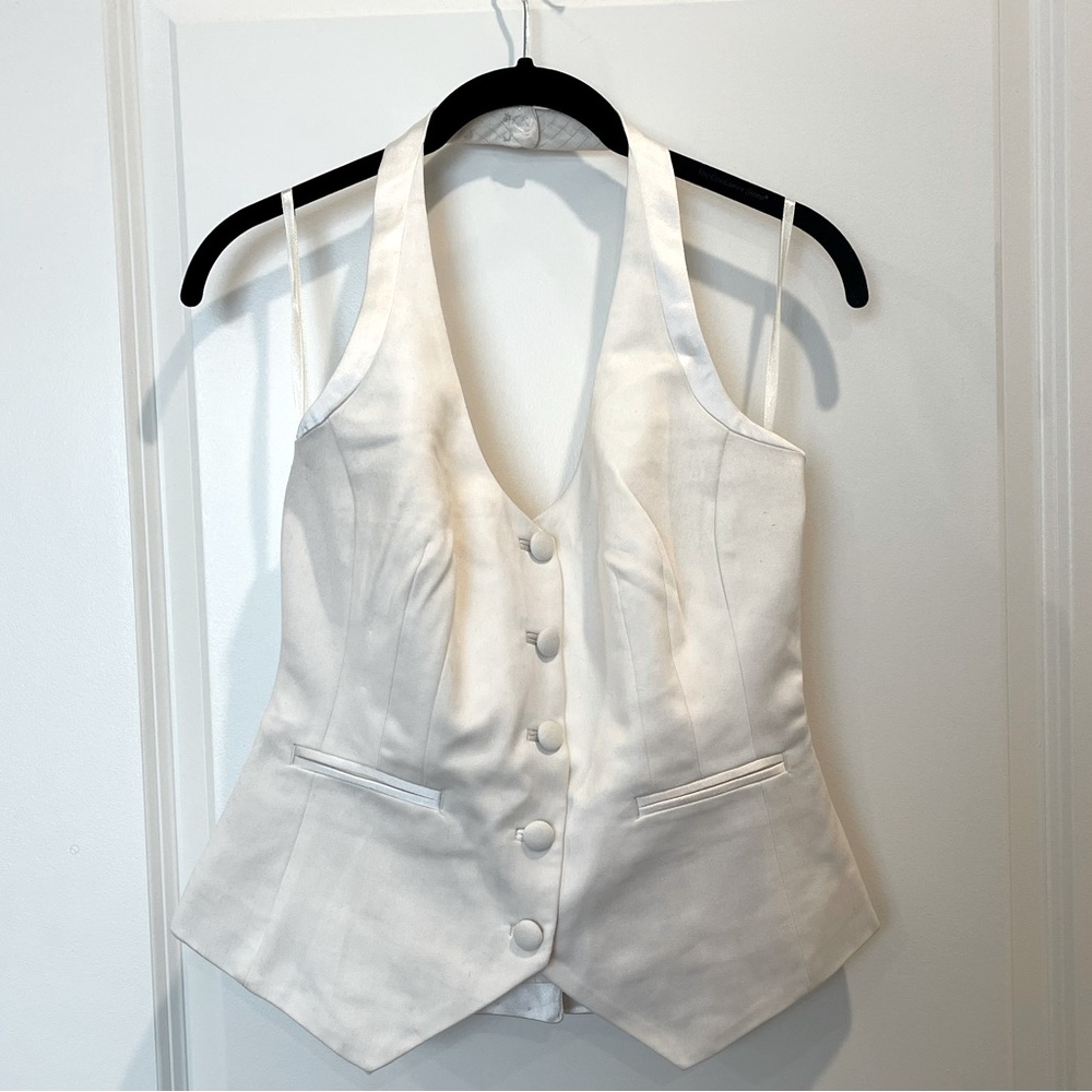 White House Black Market tuxedo style halter vest
